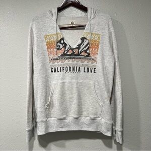 Billabong DAYS OFF Cream California Love Hooded Junior's Sweatshirt V Neck Bear